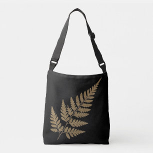 Elegant Golden Fern Leaf Silhouette Crossbody Bag