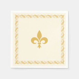 Elegant Golden Fleur-de-Lis on Ivory Napkin