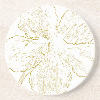 Elegant Golden Floral Abstract Line Art Coaster