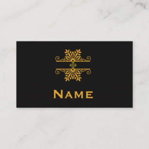 Elegant Golden Floral Ornament Baroque Style Business Card