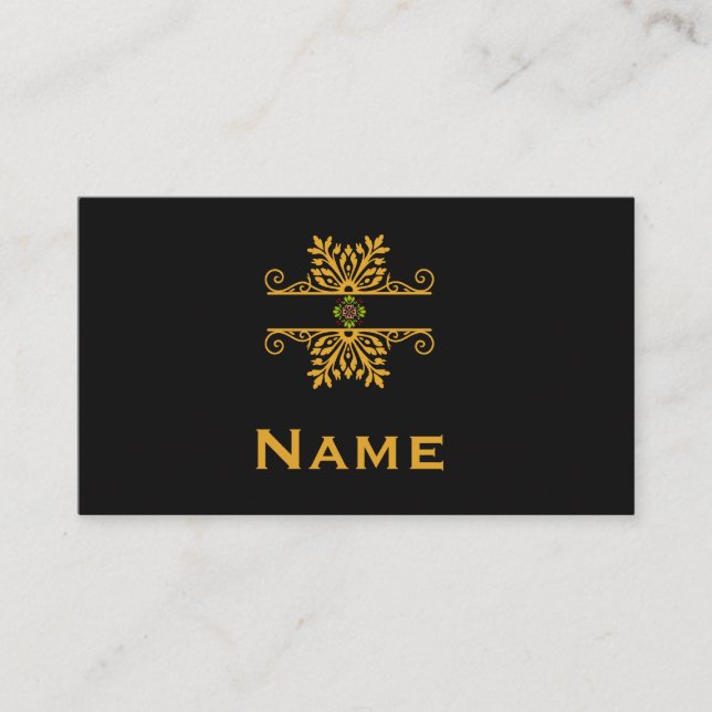 Elegant Golden Floral Ornament Baroque Style Business Card (Front)