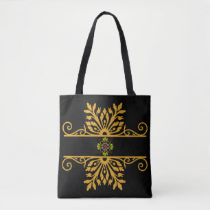 Elegant Golden Floral Ornament Baroque Style Tote Bag