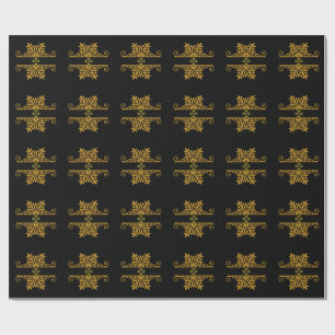 Elegant Golden Floral Ornament Baroque Style Wrapping Paper