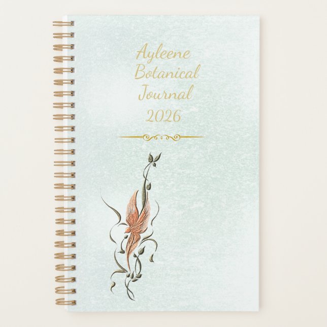 Elegant Golden Floral Vine Spiral planner (Front)