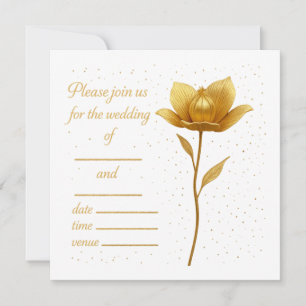 Elegant Golden Flower Wedding Invitation