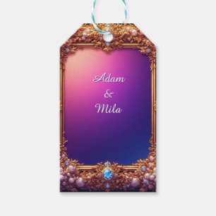 Elegant Golden Frame with Pearls Gift Tags