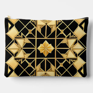 Elegant Golden Geometric Art Design Accessory Pouch