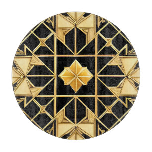 Elegant Golden Geometric Pattern Design Cutting Board