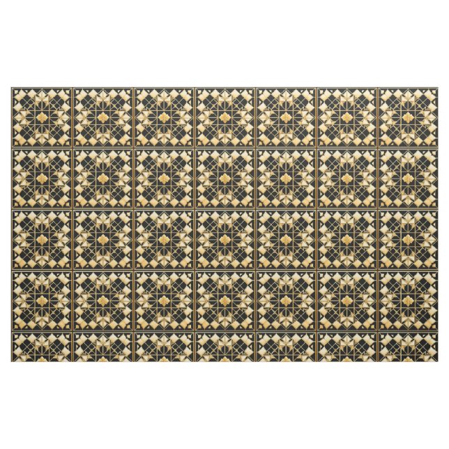 Elegant Golden Geometric Pattern Design Fabric (Fat Quarter)