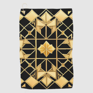 Elegant Golden Geometric Pattern Design Golf Towel