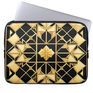 Elegant Golden Geometric Pattern Design Laptop Sleeve