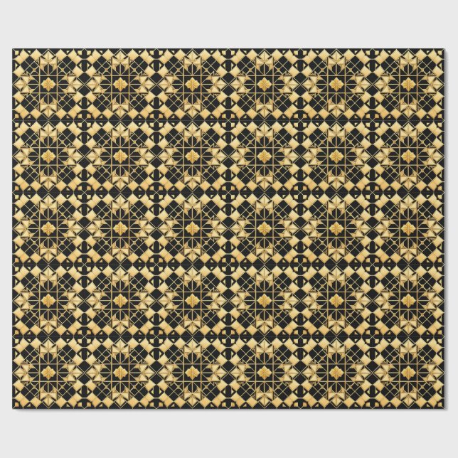 Elegant Golden Geometric Pattern Design Wrapping Paper (Flat)