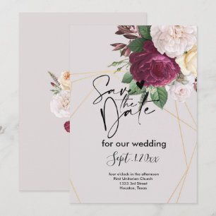 Elegant   golden geometric   save the date  invitation