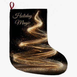 Elegant Golden Glitter Spiral Christmas Tree Large Christmas Stocking