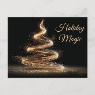 Elegant Golden Glitter Spiral Christmas Tree Postcard