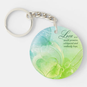Elegant Golden Heart Romance Art Key Ring
