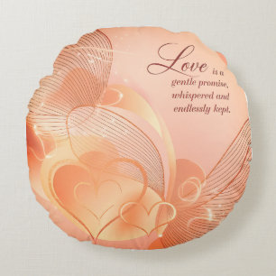 Elegant Golden Heart Romance Art Round Cushion