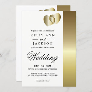 Elegant Golden Hearts Design Invitation