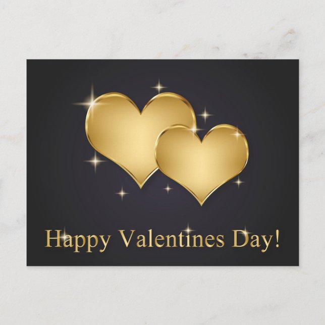 Elegant Golden Hearts Name - Valentine's Day Holiday Postcard (Front)