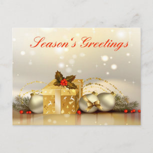 Elegant Golden Holiday, Season's Greetings Holiday Postcard