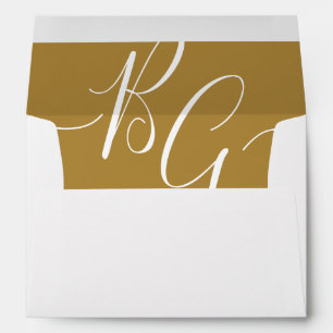 Elegant Golden Initials 5x7 Wedding Invitation Envelope