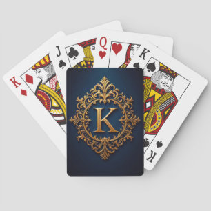 Elegant Golden K Letter Monogram Playing Cards