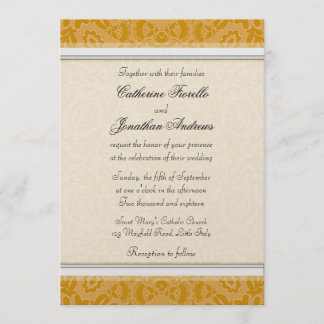 Elegant Golden Lace Wedding Invitations