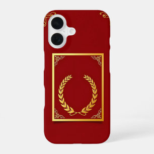 Elegant Golden Laurel in Rectangular Frame iPhone 16 Case