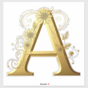 Elegant Golden Letter A With Floral Design