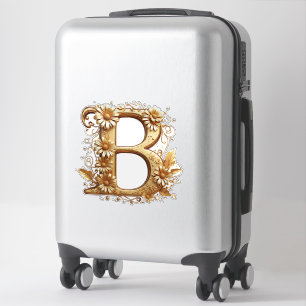 Elegant Golden Letter B With Floral Design
