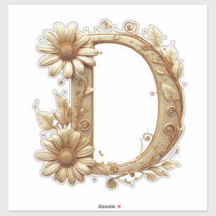 Elegant Golden Letter D With Floral Design