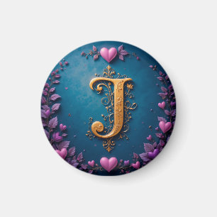 Elegant Golden Letter J Inspired by Love and Natur Magnet