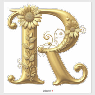 Elegant Golden Letter R With Floral Embellishments