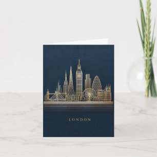 Elegant Golden London City Skyline Illustration Holiday Card