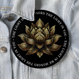 Elegant Golden Lotus Flower The Light in Me ... 6 Cm Round Badge