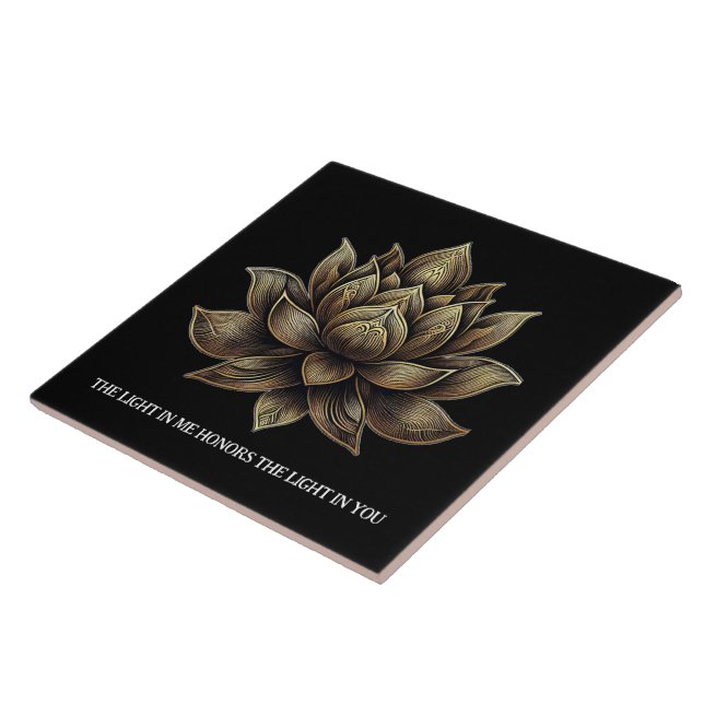 Elegant Golden Lotus Flower The Light in Me ... Ceramic Tile (Side)