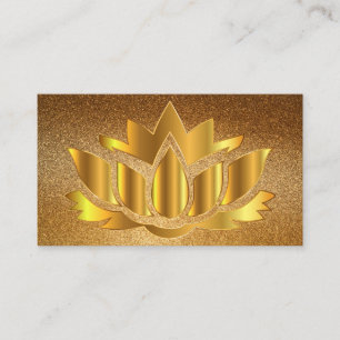Elegant golden lotus flower yoga business card