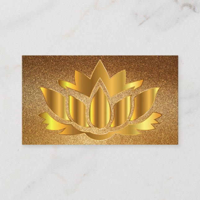 Elegant golden lotus flower yoga business card (Front)