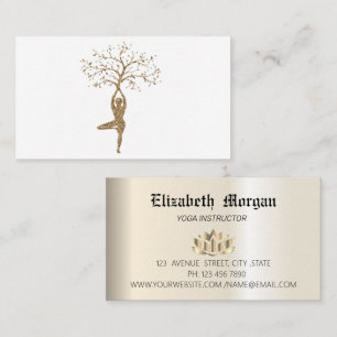 Elegant golden lotus flower yoga business card