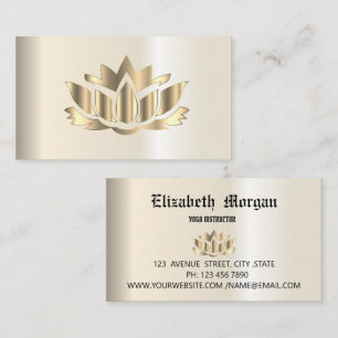 Elegant golden lotus flower yoga business card