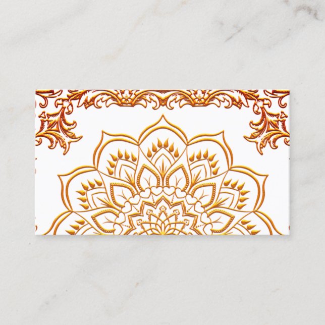 Elegant golden lotus flower yoga business card (Front)