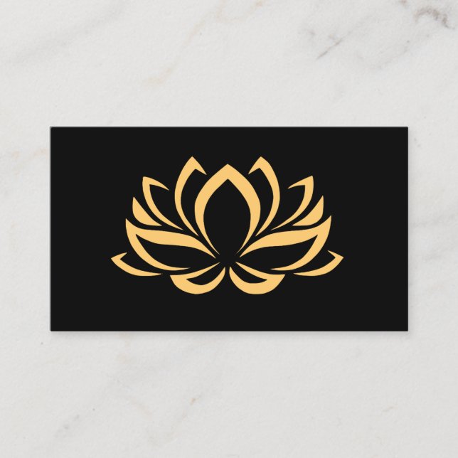 Elegant golden lotus flower yoga business card (Front)