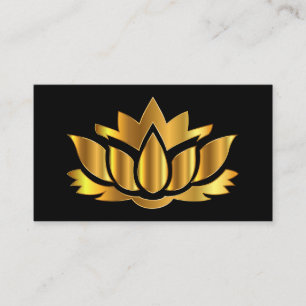 Elegant golden lotus flower yoga business card