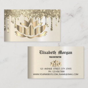 Elegant golden lotus flower yoga business card