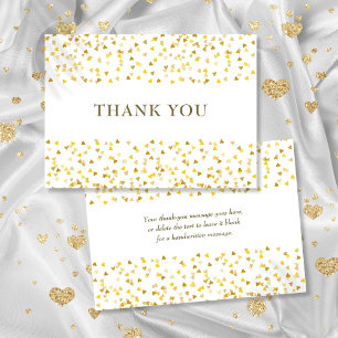 Elegant Golden Love Hearts Thank You Card