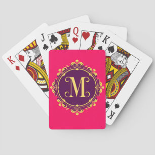 Elegant Golden M Letter Monogram Playing Cards