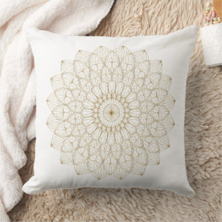 Elegant Golden Mandala – Large Circular Digital  Cushion