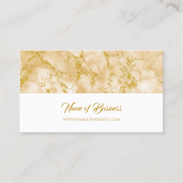 Elegant Golden Marble With Faux Gold Glitter Business Card (Front)