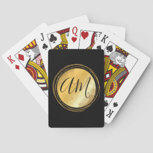 Elegant golden metallic minimal monogram playing cards