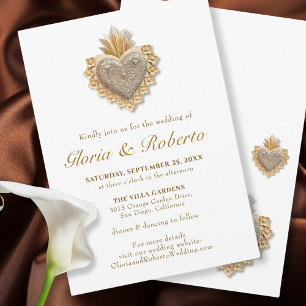 Elegant Golden Milagros Heart Mexican Wedding Invitation